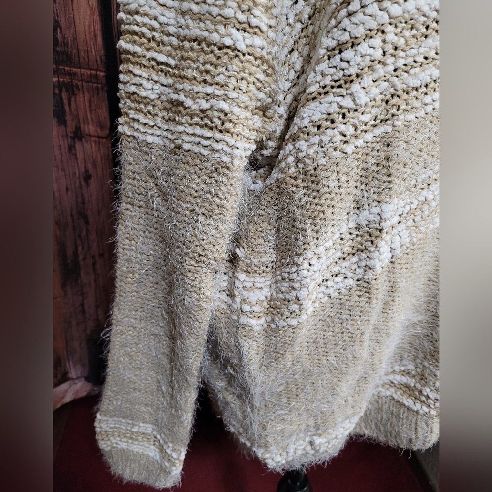 Ivory Fuzzy Relax Fit Front Tie Tunic Sweater Dress (L/XL) - Picture 5 of 7
